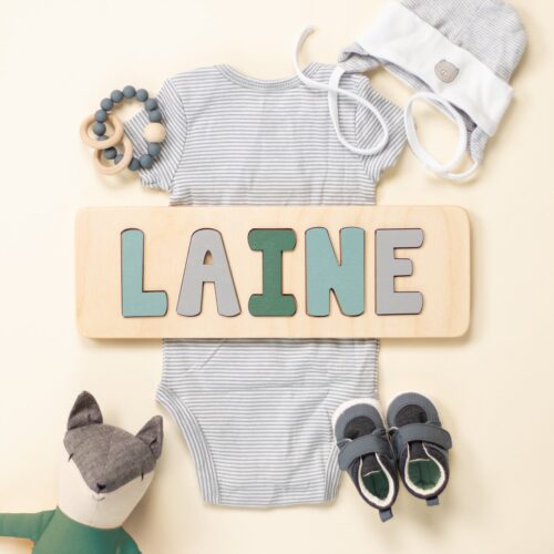 Personalized Wooden Name Puzzle - Easter Gifts New Baby & First Birthday Montessori Toy image 0