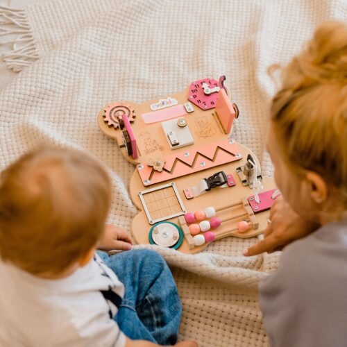 Montessori Busy Board for Toddlers - Wooden Sensory Activity Board 1st Birthday Gift image 0