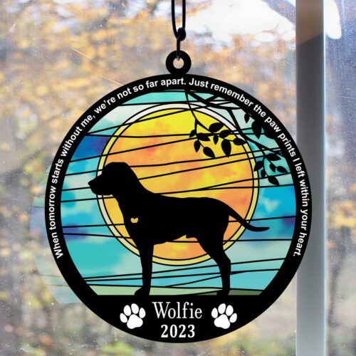 Personalized Dog Memorial Suncatcher - Custom Dog Breed Name Date - Loss of Dog Sympathy Gift image 0