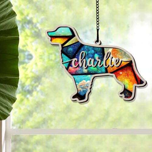 Custom Dog Breed Memorial Suncatcher - Pet Sympathy Gift - In Loving Memory Keepsake image 0