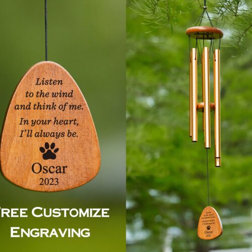 Personalized Pet Memorial Wind Chime - Double Sided Engraved Outdoor Dog Cat Loss Sympathy Gift image 0