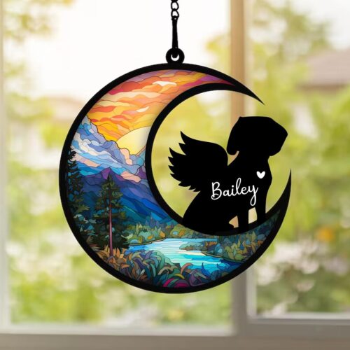 Custom Dog Memorial Suncatcher Personalized Pet Loss Sympathy Gift Dog Lover Keepsake image 0