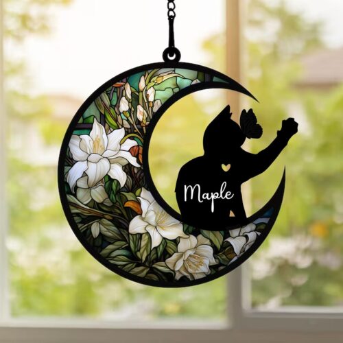 Personalized Cat Memorial Suncatcher - Custom Cat Breed and Name Remembrance Gift for Loss of Cat image 0