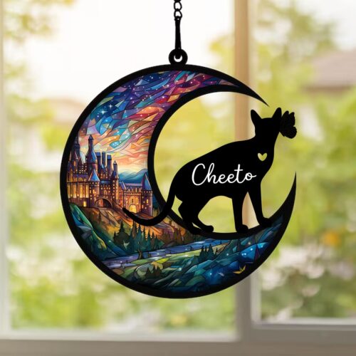 Personalized Cat Memorial Suncatcher - Custom Pet Loss Sympathy Gift for Cat Lovers image 0