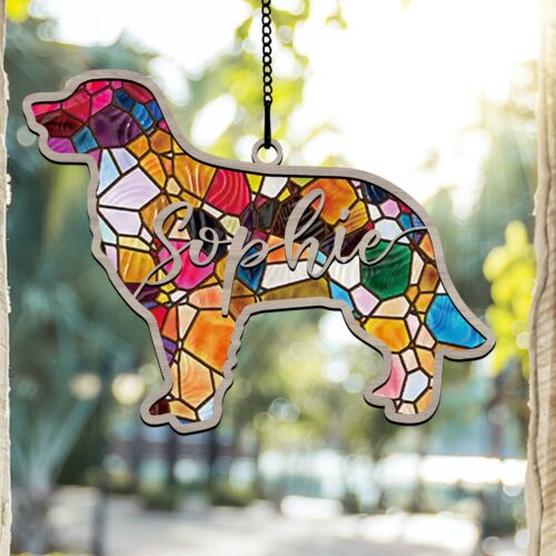 Custom Dog Breed Memorial Suncatcher | Pet Loss Sympathy Gift | In Loving Memory Keepsake image 0