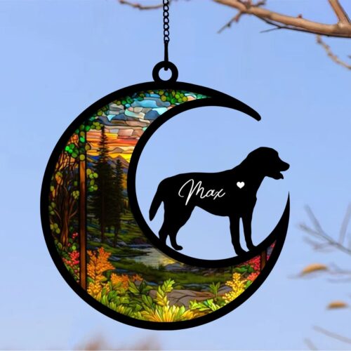 Personalized Pet Memorial Suncatcher - Custom Engraved Dog Sympathy Gift for Mother's Birthday image 0