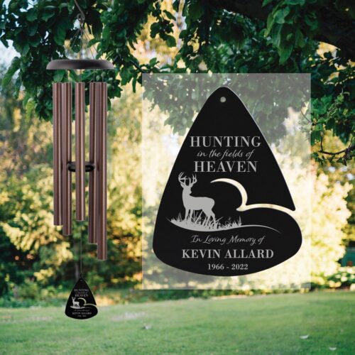 Personalized Hunting Memorial Wind Chime | Deer Hunting Sympathy Gift for Husband Brother Dad image 0