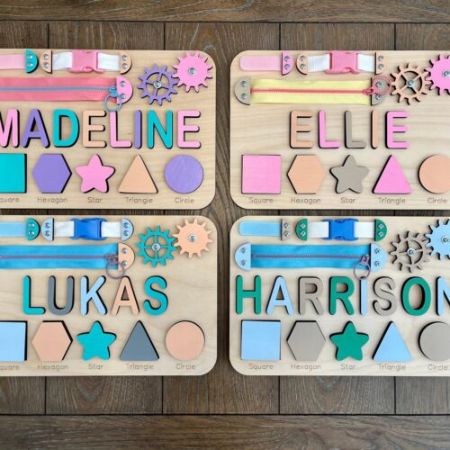 Personalized Busy Board Name Puzzle for Toddlers - Montessori Wooden Toy - 1st Birthday or Christmas Gift image 1