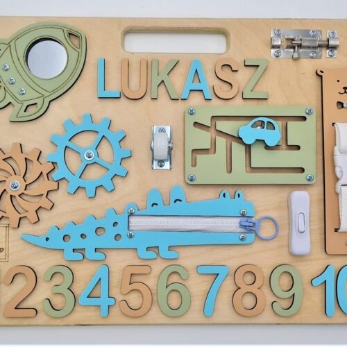 Personalized Montessori Busy Board - Wooden Activity Toy for Toddlers Travel & Gift Idea image 0