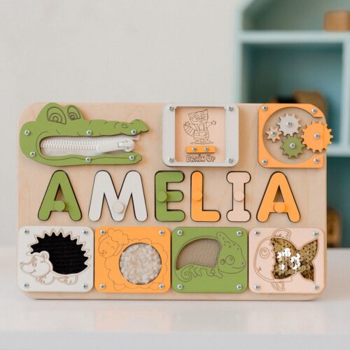 Personalized Wooden Name Puzzle - Montessori Busy Board Baby Gift - Toddler Learning Toy image 0