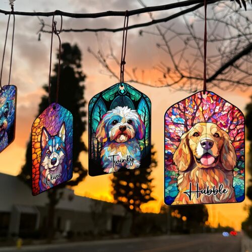 Personalized Pet Loss Sympathy Gift | Custom Dog Breed Memorial Suncatcher | Gift for Dog Lovers image 0