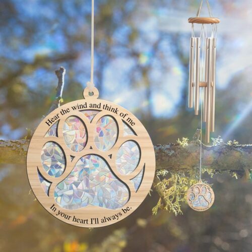 Personalized Sympathy Memorial Wind Chime Pet Loss Gift Hear The Wind Think of Me Home Decor image 0