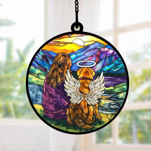 Personalized Pet Memorial Acrylic Suncatcher | Cat Loss Wall Window Hanging | Memorial Gift Decor image 0