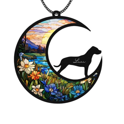 Dogo Argentino Memorial Suncatcher | Handmade Dog Name Remembrance Gift | Pet Loss Light Catcher image 0