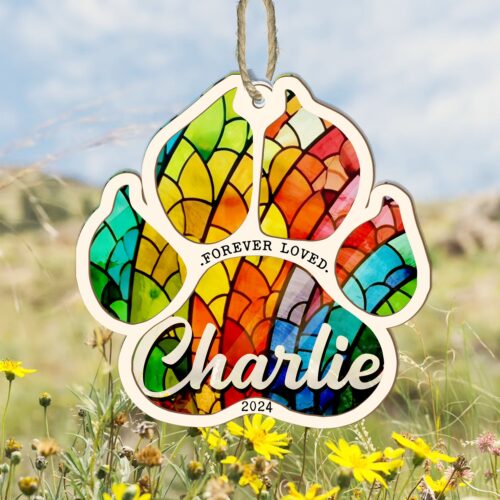 Custom Pet Memorial Suncatcher | Personalized Loss of Pet Sympathy Gift | Pet Remembrance image 0