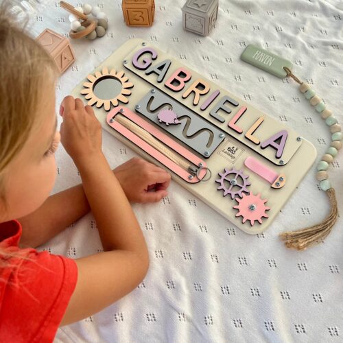 Personalized Wooden Name Puzzle Busy Board Montessori Baby Shower Gift Learning Toddler Toys image 0