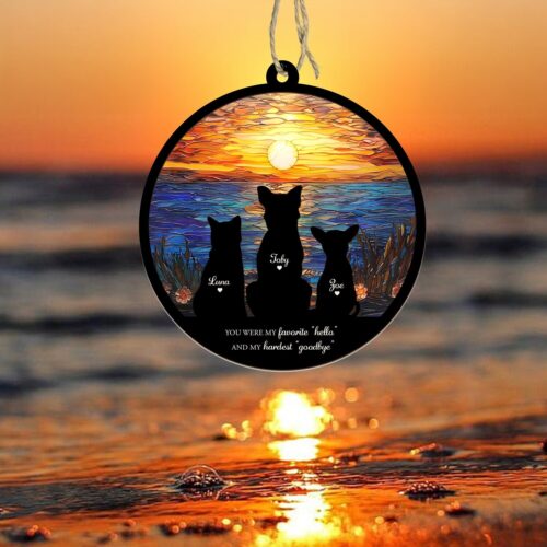 Personalized Dog Memorial Suncatcher | Pet Loss Sympathy Gift | Custom Pet Memorial Keepsake image 0