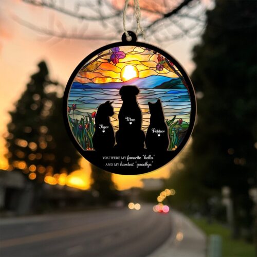 Custom Pet Memorial Suncatcher - Personalized Pet Loss Sympathy Gift - Dog Memorial Keepsake image 0