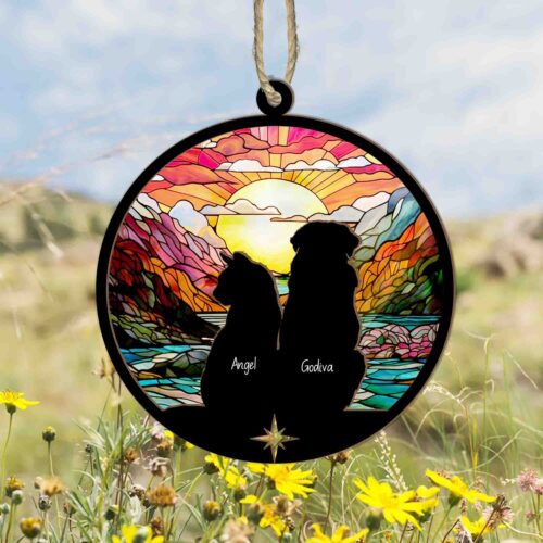 Personalized Pet Memorial Suncatcher | Dog & Cat Loss Sympathy Gift | Pet Remembrance Gift image 0