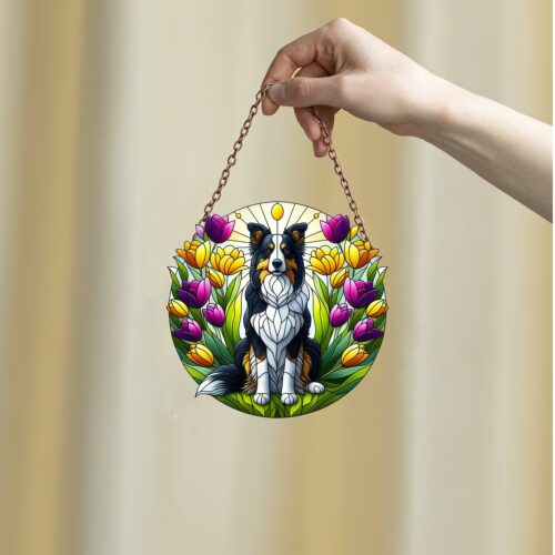 Personalized Dog Suncatcher Tulip Window Hanging Art Decor - Mother's Day Gift image 0