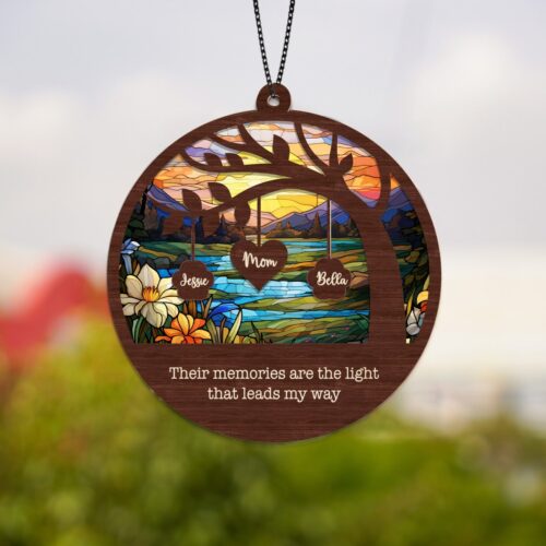 Personalized Sympathy Suncatcher | Memorial Gift for Loss of Father or Dog | Father in Heaven Ornament image 0