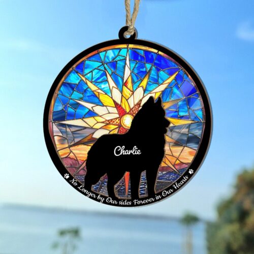 Customized Dog Memorial Suncatcher - Personalized Pet Loss Sympathy Gift - Dog Remembrance image 0