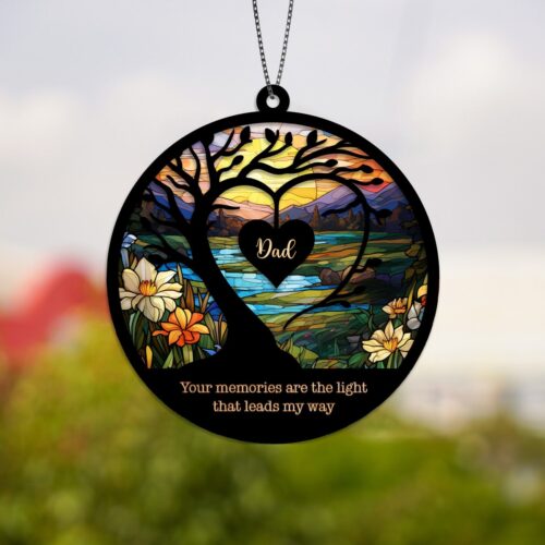 Personalized Suncatcher Sympathy Gift | Remembrance Bereavement Loss | Memorial for Father in Heaven image 0