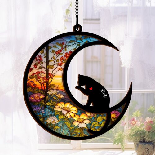 Custom Cat Memorial Suncatcher Ornament - Pet Loss Sympathy Gift - Cat Lover Housewarming Decor image 0