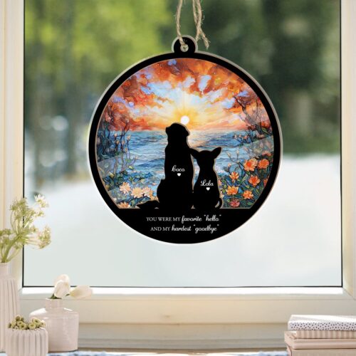 Personalized Dog Memorial Suncatcher | Pet Loss Sympathy Gift | Dog Sympathy Keepsake image 0