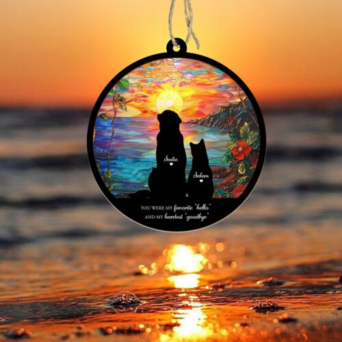 Custom Pet Memorial Suncatcher - Personalized Pet Loss Sympathy Gift for Dogs image 0