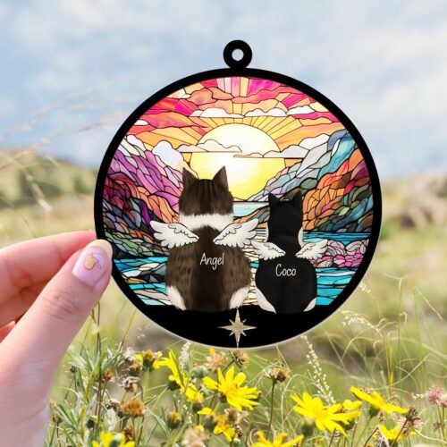 Personalized Cat Memorial Suncatcher - Pet Loss Sympathy Gift - Cat Loss Remembrance Gift image 0