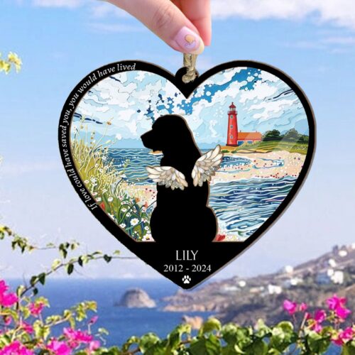 Custom Dog Memorial Suncatcher - Personalized Pet Loss Sympathy Gift - Dog Remembrance Keepsake image 0