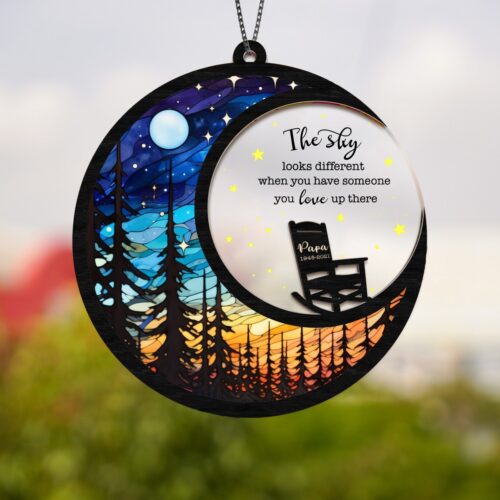 The Sky Looks Different Suncatcher Memorial Gift for Loss of Father or Mother Bereavement Gift image 0