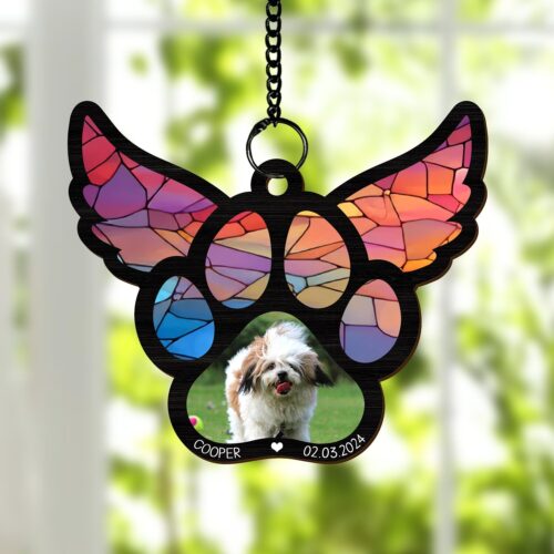 Dog Memorial Suncatcher - Pet Loss Sympathy Gift - Dog in Heaven Keepsake - Pet Remembrance image 0