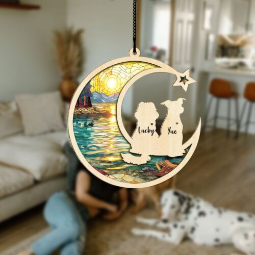 Custom Dog Memorial Suncatcher | Engraved Dog Lovers Gift | Loss of Pet Sympathy Gift image 0