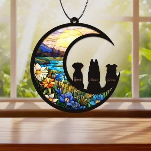 Pet Memorial Ornament Stained Glass Suncatcher | Dog Cat Loss Sympathy Gift | Rainbow Bridge image 0