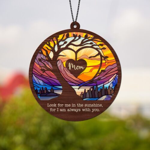 Custom Sympathy Suncatcher Memorial Ornament | Loss of Mom Dad Grandpa Remembrance Gift image 0