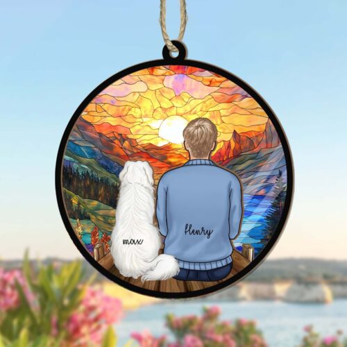 Personalized Dog Memorial Suncatcher - Custom Pet Owner Gift - Dog Loss Sympathy Remembrance image 0