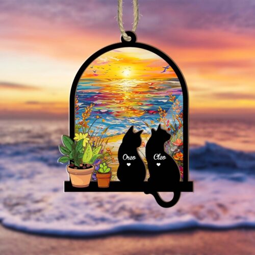 Personalized Cat Memorial Suncatcher Custom Pet Loss Sympathy Gift Remembrance Keepsake image 0