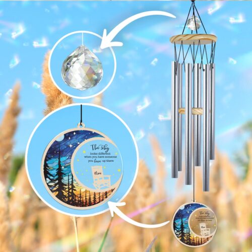 Memorial Wind Chimes for Loss - Sympathy Gift for Father or Mother - Bereavement Suncatcher image 0