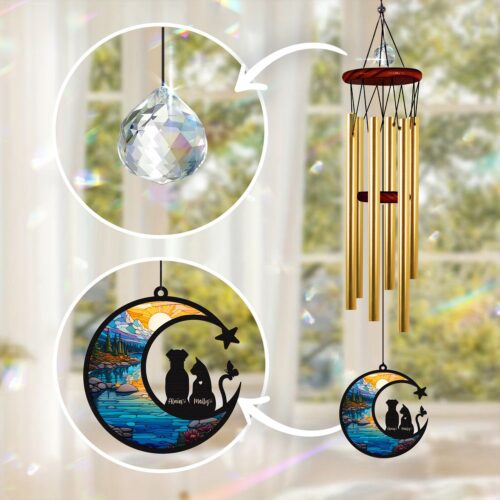 Personalized Pet Loss Sympathy Wind Chime Gift - Pet Memorial Suncatcher - Dog Remembrance image 0