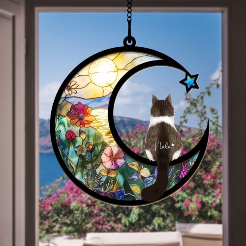 Custom Cat Memorial Suncatcher Ornament - Loss of Pet Sympathy Gift - Pet Loss Gift for Cat Lovers image 0