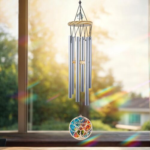 Custom Pet Memorial Wind Chime - Pet Loss Sympathy Gift with Photo & Suncatcher for Cats image 0