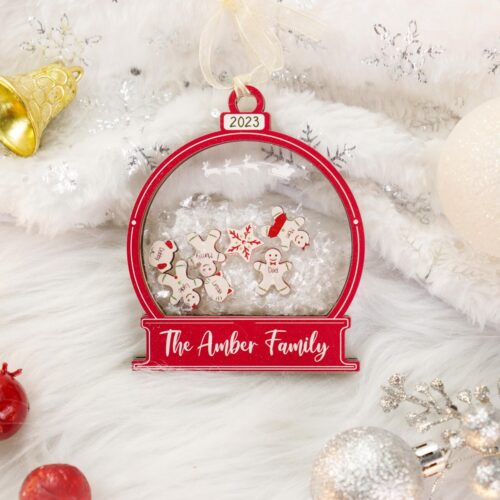 Personalized Gingerbread Family Christmas Ornament 2024 - Custom Family Shaker Ornament image 0