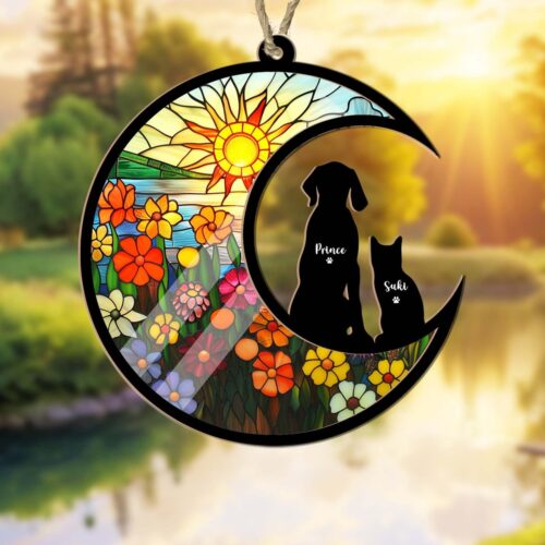 Custom Pet Memorial Suncatcher | Personalized Dog Loss Sympathy Gift | Pet Remembrance Decor image 0