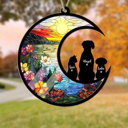 Custom Pet Memorial Suncatcher | Personalized Dog & Cat Loss Sympathy Gift | Pet Loss Keepsake image 0