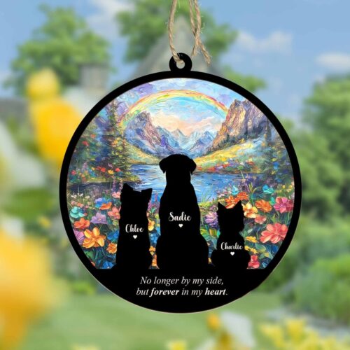 Custom Dog Memorial Suncatcher | Personalized Pet Loss Gift | Dog Sympathy Keepsake | Pet Memorial Decor image 0