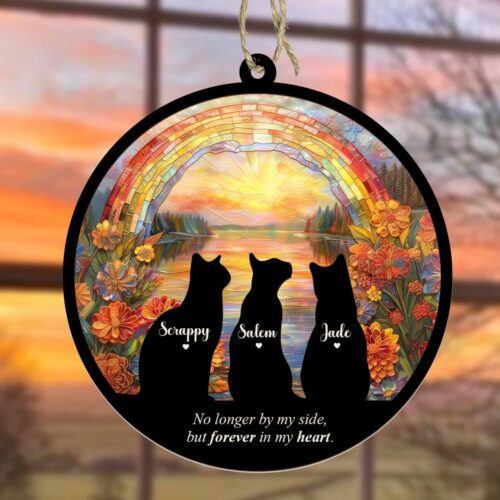 Custom Pet Loss Suncatcher - Cat Memorial Gift - Personalized Pet Memorial Window Hanging image 0