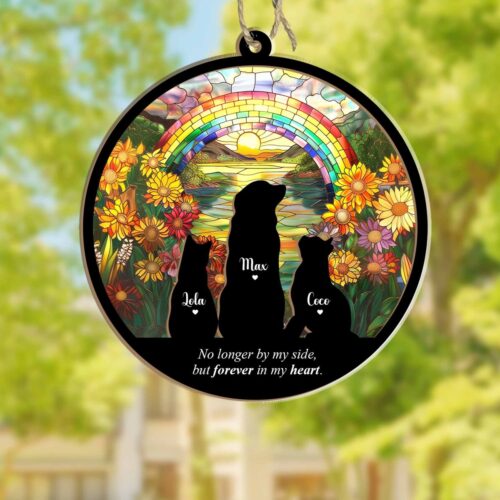 Personalized Pet Memorial Suncatcher, Custom Pet Memorial Gift, Dog Loss Gift, Pet Loss Sympathy Gift, Cat Loss Gift, Window Hangings image 0