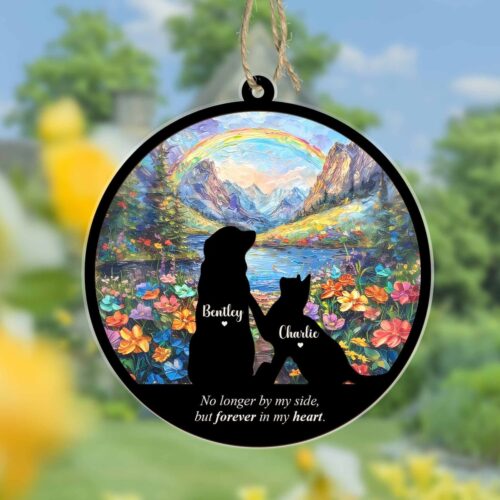 Personalized Pet Memorial Suncatcher | Custom Dog Loss Gift | Cat Loss Window Hanging image 0